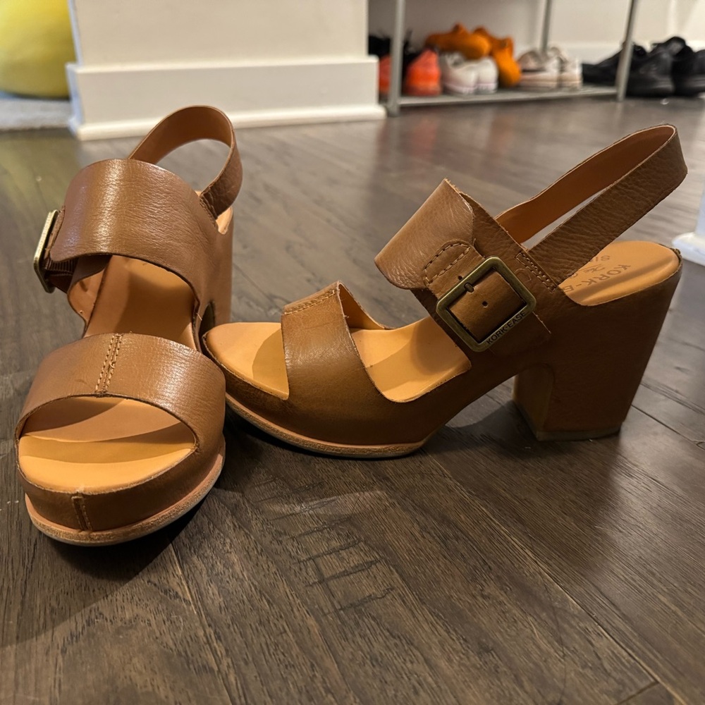 Kork-Ease Tan Leather Heeled Sandals